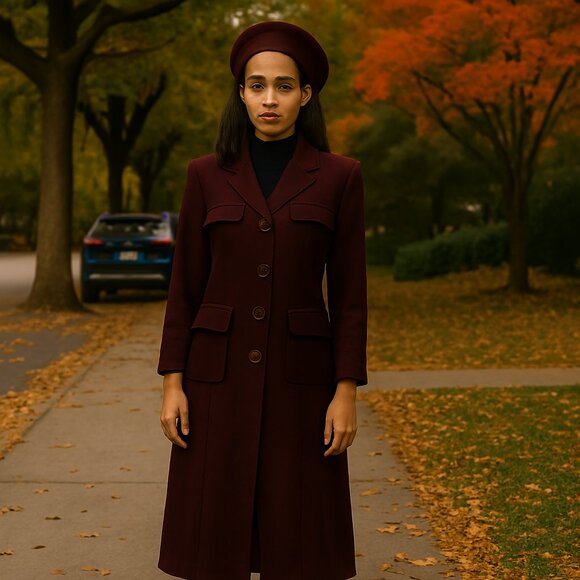 Hannah Jackets & Blazers - Hannah Extra Long Coat in Size 2. Burgundy, fully lined, lightweight